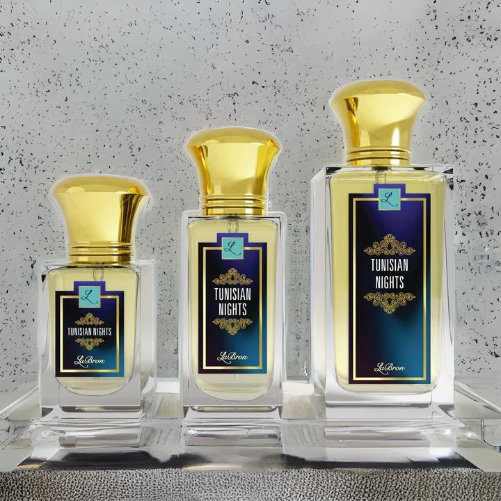 Three Tunisian Nights products captivates a night outgoing scent. This products shows a cement background & a blue moroccan label with white lettering.